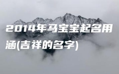 2014年马宝宝起名用涵(吉祥的名字)