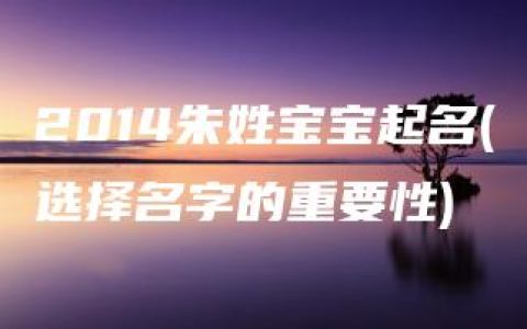 2014朱姓宝宝起名(选择名字的重要性)