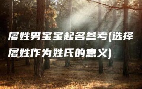 屠姓男宝宝起名参考(选择屠姓作为姓氏的意义)