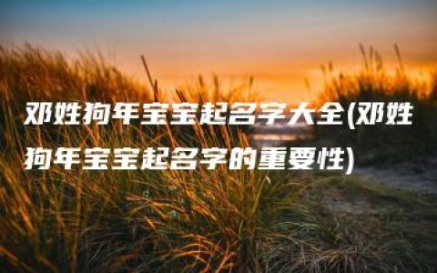 邓姓狗年宝宝起名字大全(邓姓狗年宝宝起名字的重要性)