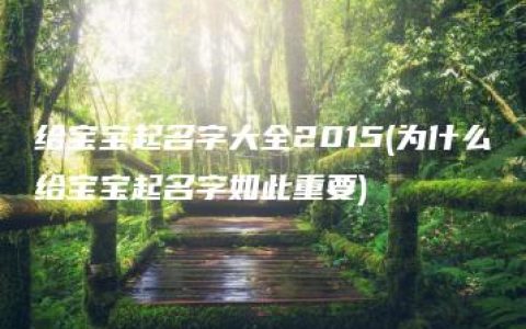 给宝宝起名字大全2015(为什么给宝宝起名字如此重要)