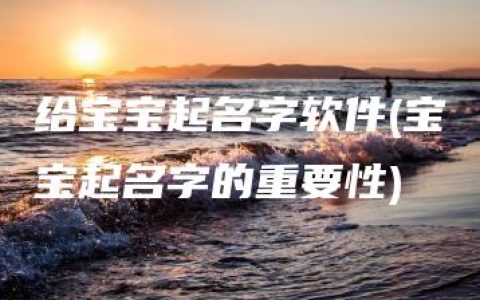 给宝宝起名字软件(宝宝起名字的重要性)