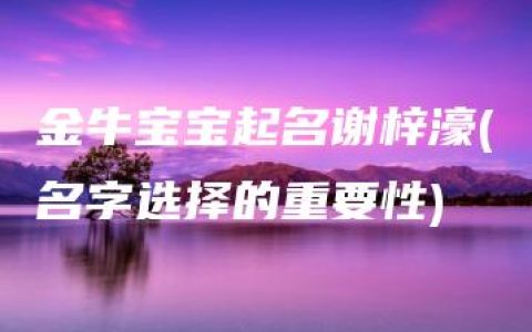 金牛宝宝起名谢梓濠(名字选择的重要性)