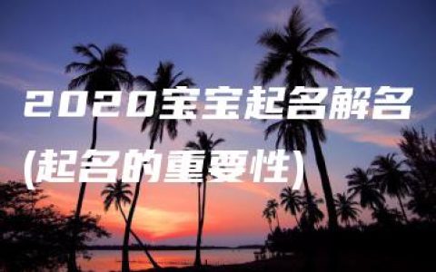 2020宝宝起名解名(起名的重要性)