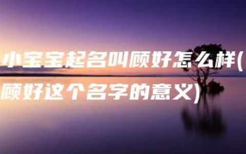 小宝宝起名叫顾好怎么样(顾好这个名字的意义)