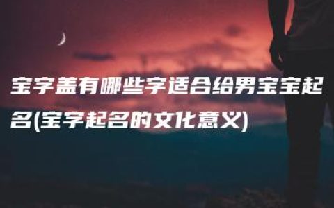 宝字盖有哪些字适合给男宝宝起名(宝字起名的文化意义)