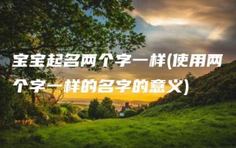 宝宝起名两个字一样(使用两个字一样的名字的意义)