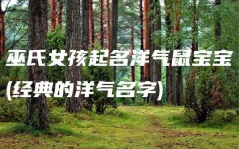 巫氏女孩起名洋气鼠宝宝(经典的洋气名字)