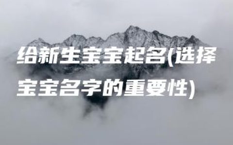 给新生宝宝起名(选择宝宝名字的重要性)