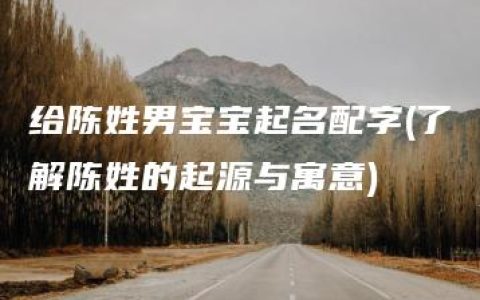 给陈姓男宝宝起名配字(了解陈姓的起源与寓意)