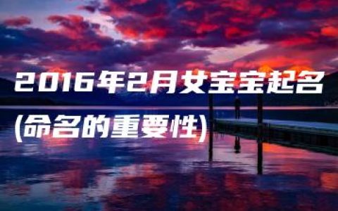 2016年2月女宝宝起名(命名的重要性)