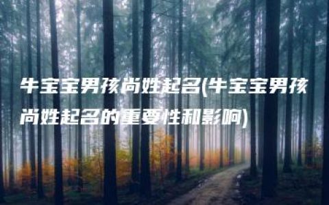 牛宝宝男孩尚姓起名(牛宝宝男孩尚姓起名的重要性和影响)