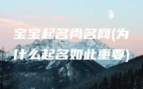 宝宝起名尚名网(为什么起名如此重要)