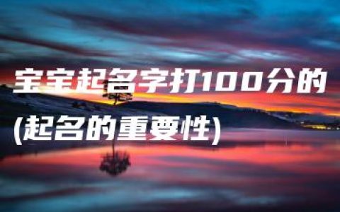 宝宝起名字打100分的(起名的重要性)