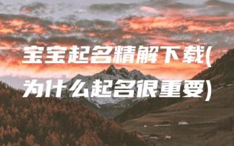 宝宝起名精解下载(为什么起名很重要)