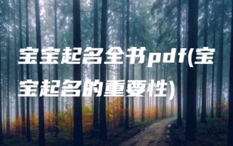 宝宝起名全书pdf(宝宝起名的重要性)