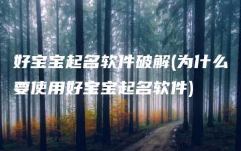 好宝宝起名软件破解(为什么要使用好宝宝起名软件)