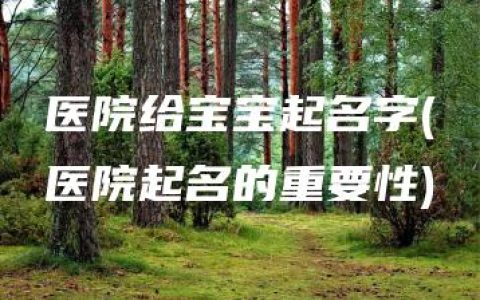 医院给宝宝起名字(医院起名的重要性)