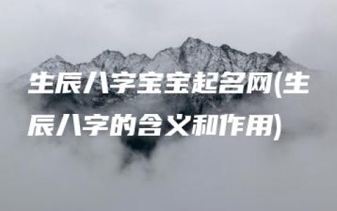 生辰八字宝宝起名网(生辰八字的含义和作用)