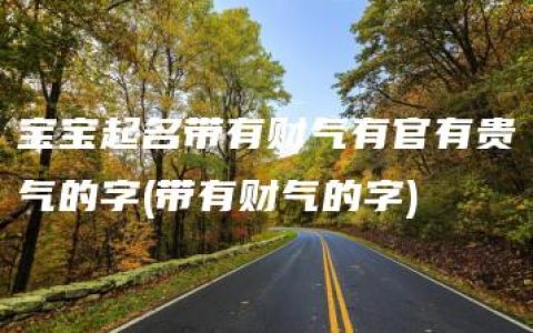 宝宝起名带有财气有官有贵气的字(带有财气的字)