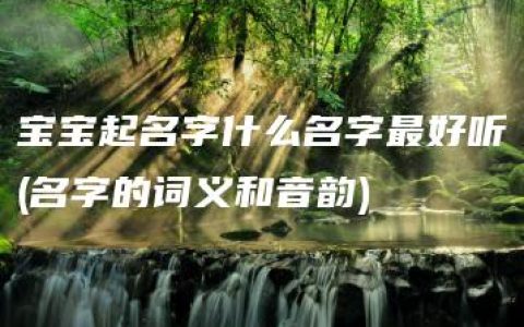 宝宝起名字什么名字最好听(名字的词义和音韵)