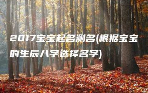 2017宝宝起名测名(根据宝宝的生辰八字选择名字)