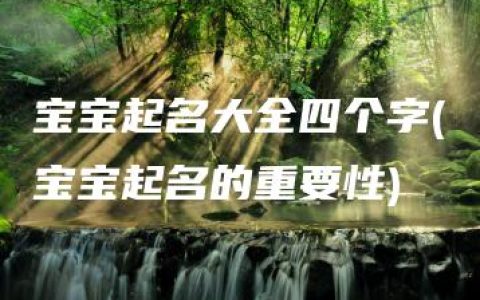 宝宝起名大全四个字(宝宝起名的重要性)