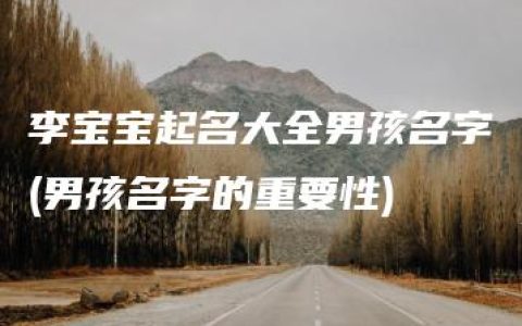 李宝宝起名大全男孩名字(男孩名字的重要性)