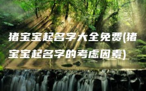 猪宝宝起名字大全免费(猪宝宝起名字的考虑因素)