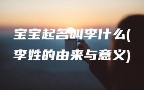 宝宝起名叫李什么(李姓的由来与意义)