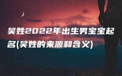 吴姓2022年出生男宝宝起名(吴姓的来源和含义)