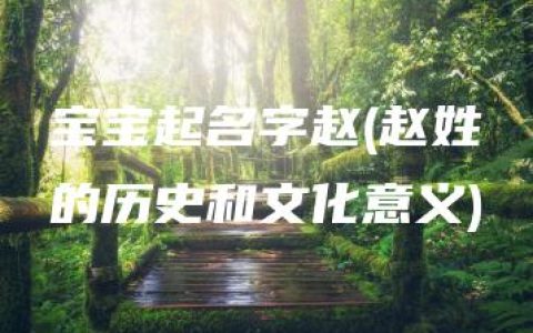 宝宝起名字赵(赵姓的历史和文化意义)