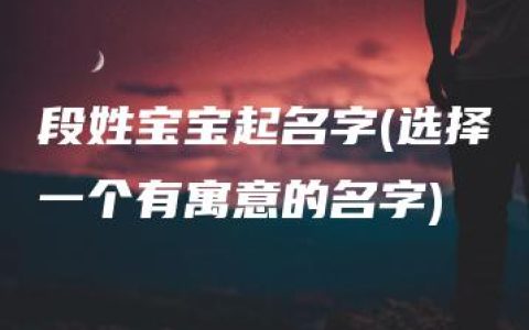 段姓宝宝起名字(选择一个有寓意的名字)