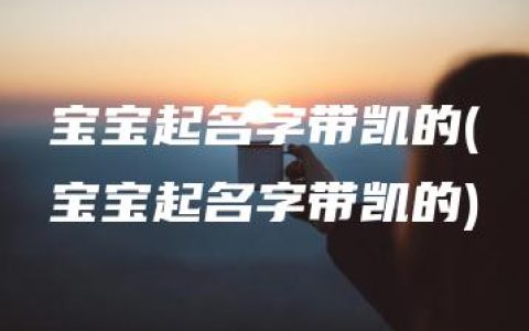 宝宝起名字带凯的(宝宝起名字带凯的)