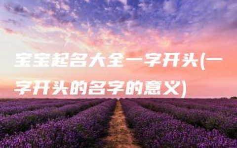 宝宝起名大全一字开头(一字开头的名字的意义)