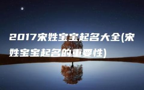 2017宋姓宝宝起名大全(宋姓宝宝起名的重要性)