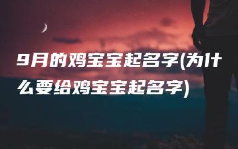 9月的鸡宝宝起名字(为什么要给鸡宝宝起名字)