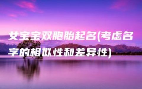 女宝宝双胞胎起名(考虑名字的相似性和差异性)