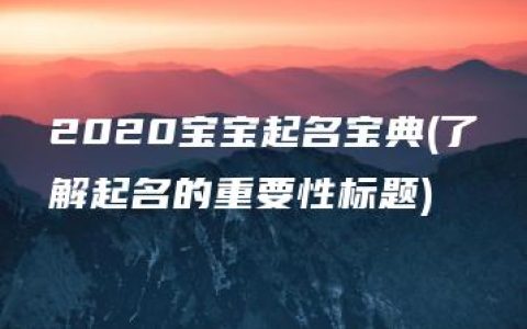 2020宝宝起名宝典(了解起名的重要性标题)