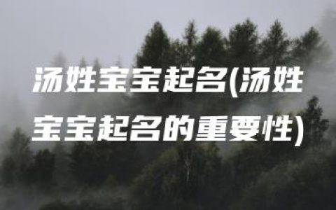 汤姓宝宝起名(汤姓宝宝起名的重要性)