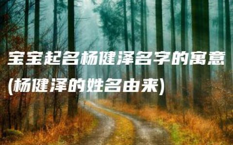 宝宝起名杨健泽名字的寓意(杨健泽的姓名由来)