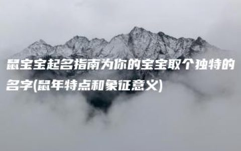 鼠宝宝起名指南为你的宝宝取个独特的名字(鼠年特点和象征意义)