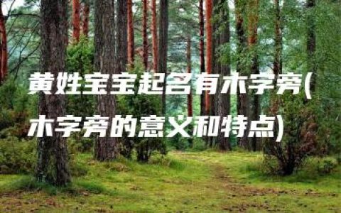 黄姓宝宝起名有木字旁(木字旁的意义和特点)