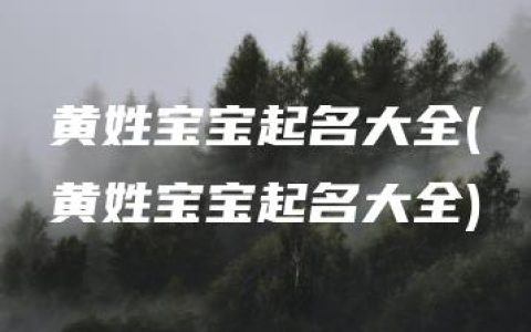 黄姓宝宝起名大全(黄姓宝宝起名大全)