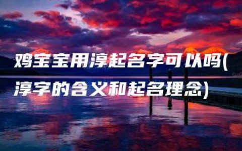 鸡宝宝用淳起名字可以吗(淳字的含义和起名理念)