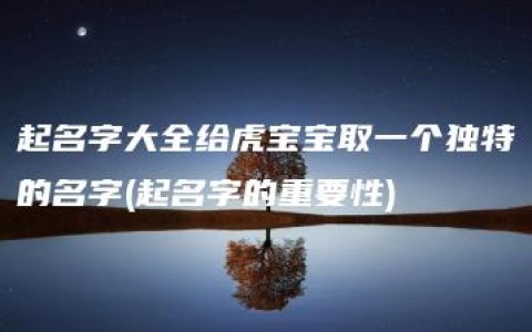 起名字大全给虎宝宝取一个独特的名字(起名字的重要性)