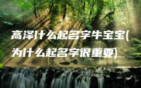 高泽什么起名字牛宝宝(为什么起名字很重要)