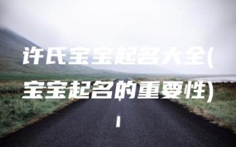 许氏宝宝起名大全(宝宝起名的重要性)