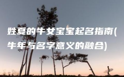 姓夏的牛女宝宝起名指南(牛年与名字意义的融合)