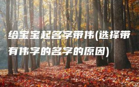 给宝宝起名字带伟(选择带有伟字的名字的原因)